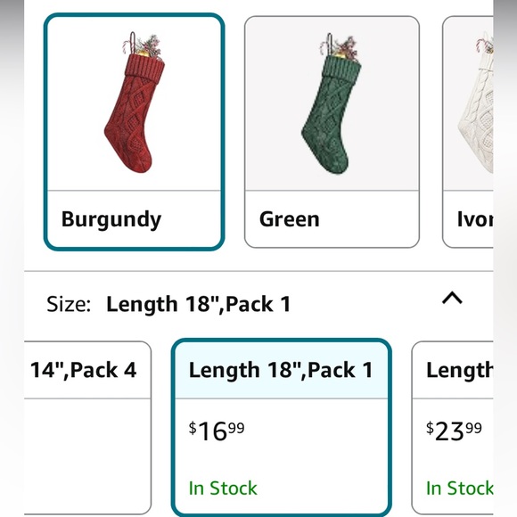 2 New 18 inch Knit Sweater Stockings in Burgundy - Picture 5 of 5